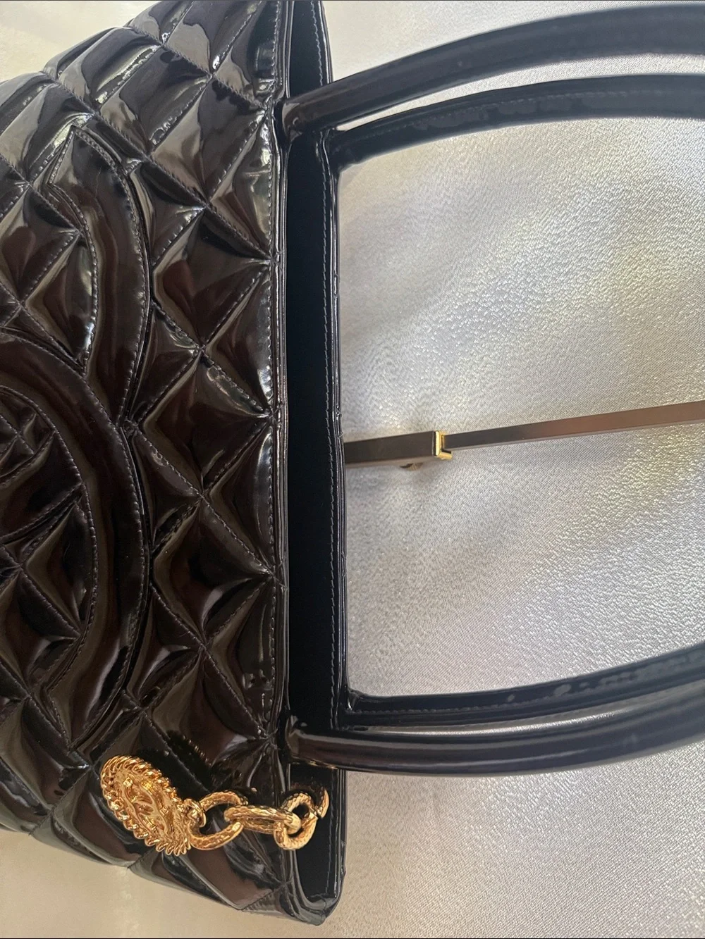 CHANEL glossy black